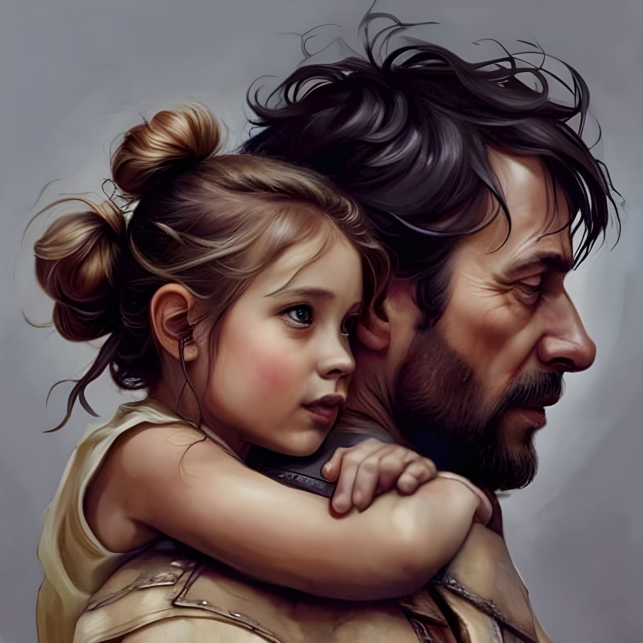 Father and Daughter: A Hyperdetailed Fantasy Scene