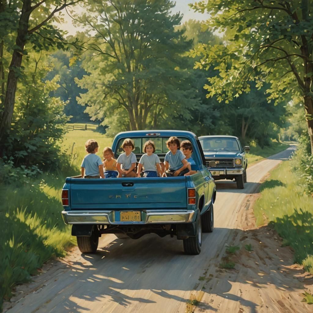1973 Chevy Pickup in Norman Rockwell Style