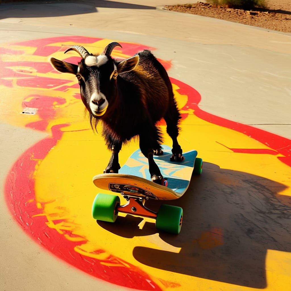 goat on a skateboard
