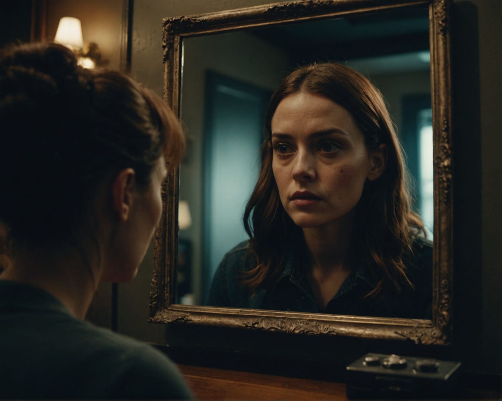 Surreal Mirror Reflection: A Haunting Portrait