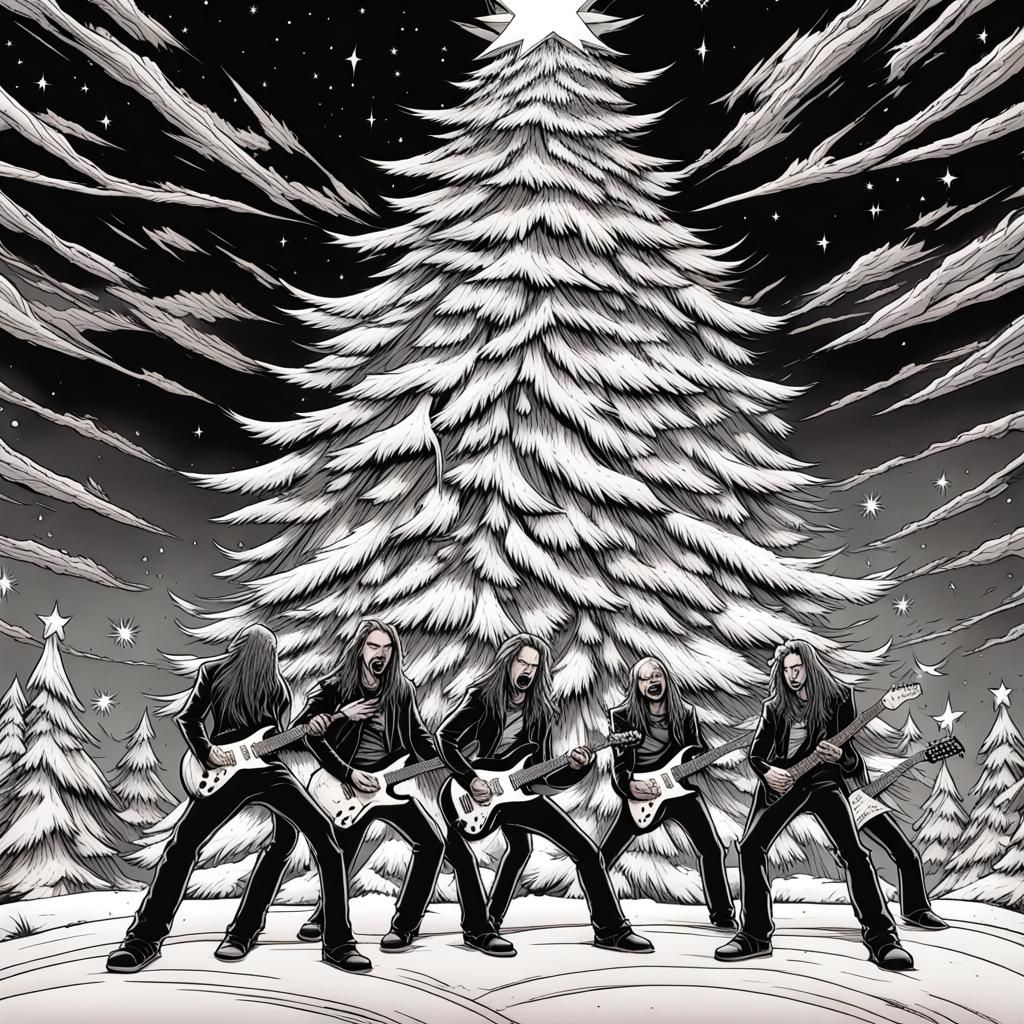 Death Metal Band Rocks Christmas: Line Art Comic
