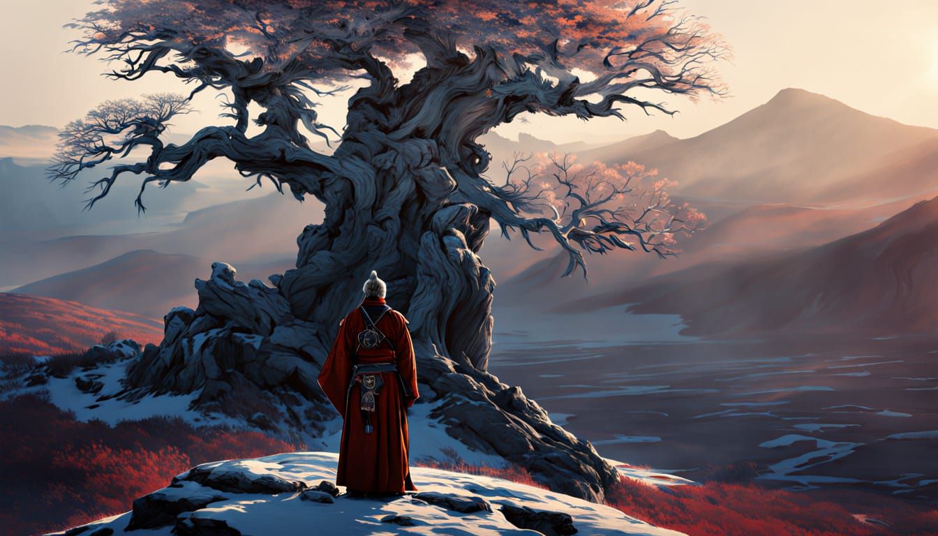 Bioluminescent Tree in Mystical Shaman Landscape