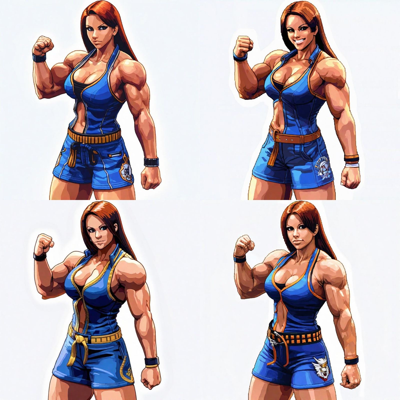 Feminine bodybuilder Brittany Gonzalez as a Wrestler Type The King of fighters video game Character, Cel Shaded, Rotos...