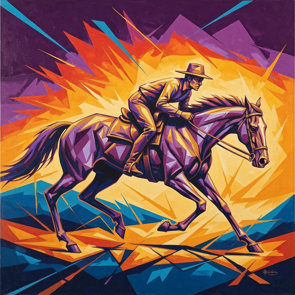 Abstract Rider on Horseback in Geometric Style