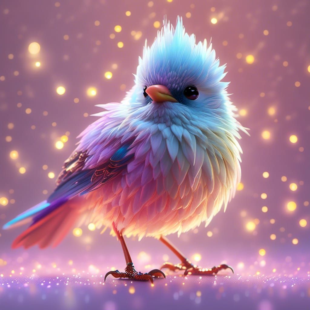 Cute Fantasy Bird with Volumetric Lighting