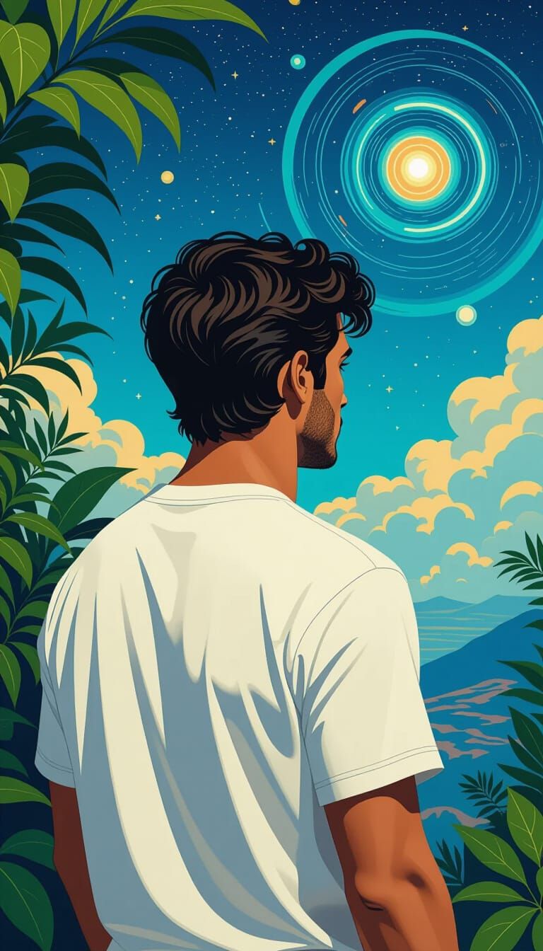 Syrian Greek Man in Starry Space Digital Art