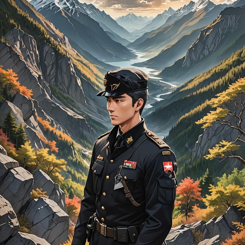 Dramatic Manga Portrait of Canadian Soldier