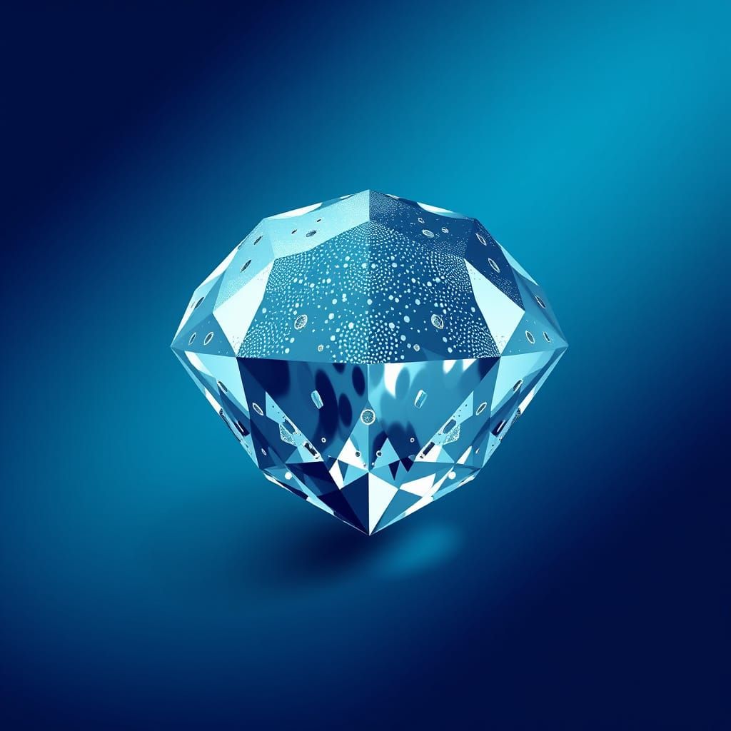 Crystal Geometric Diamond in Gradient Blue