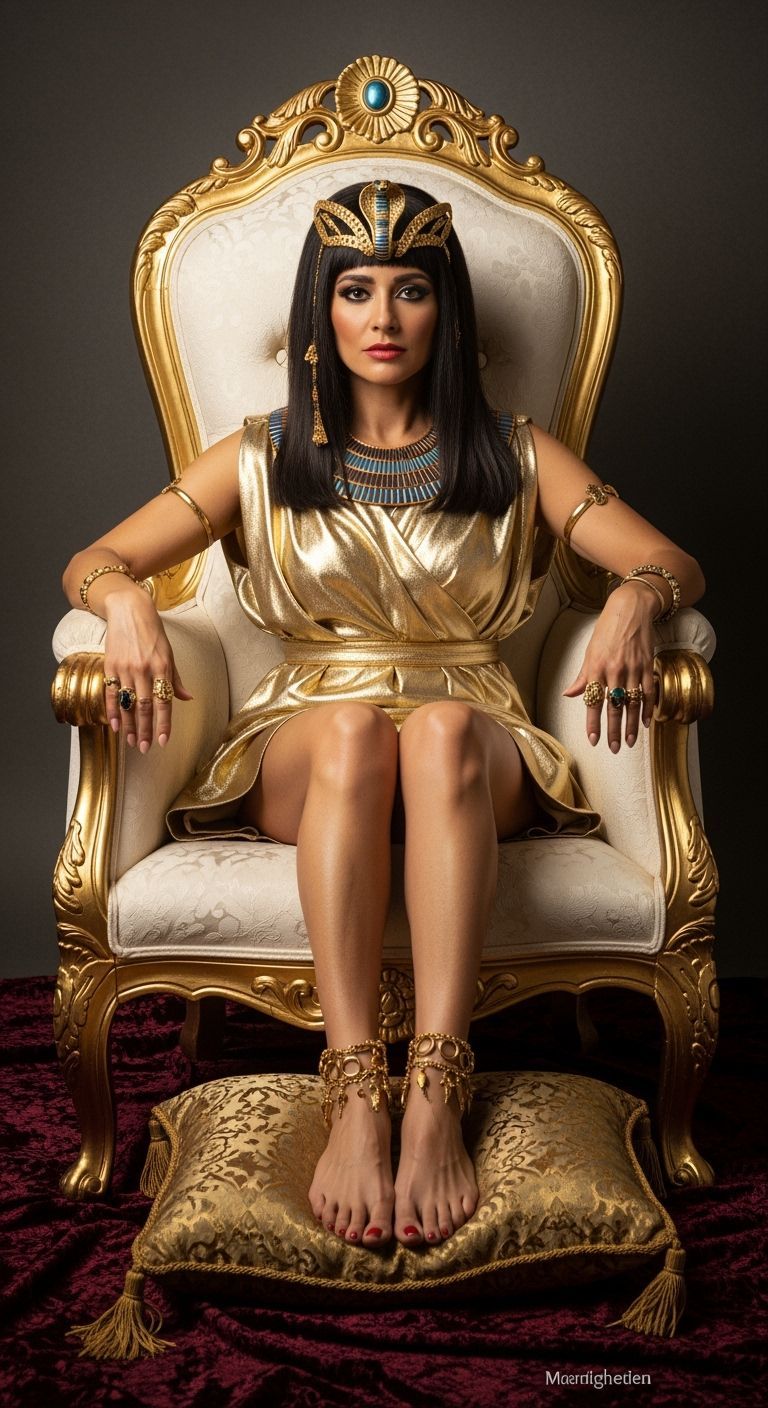 Egyptian Queen on Throne in Photographic Style
