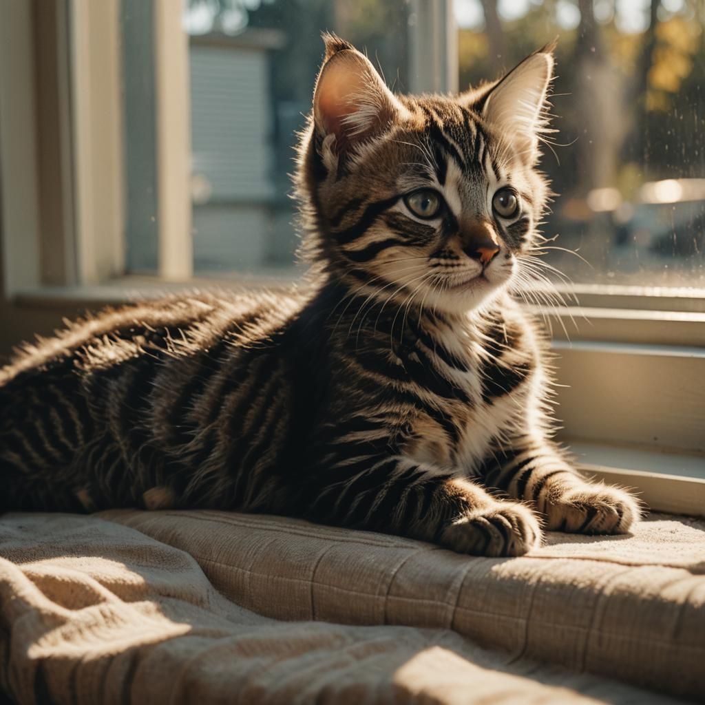 Zebra Kitten in Film Noir Style