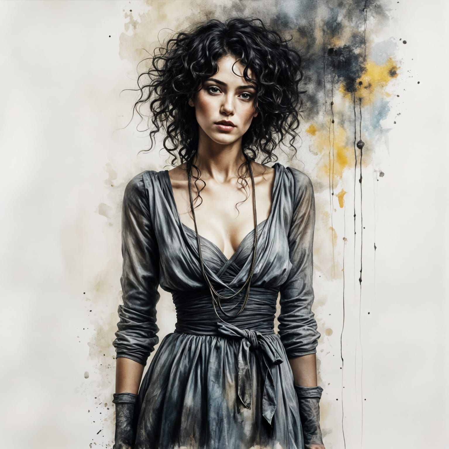 Fantasy Portrait of a Vulnerable Woman in Grey