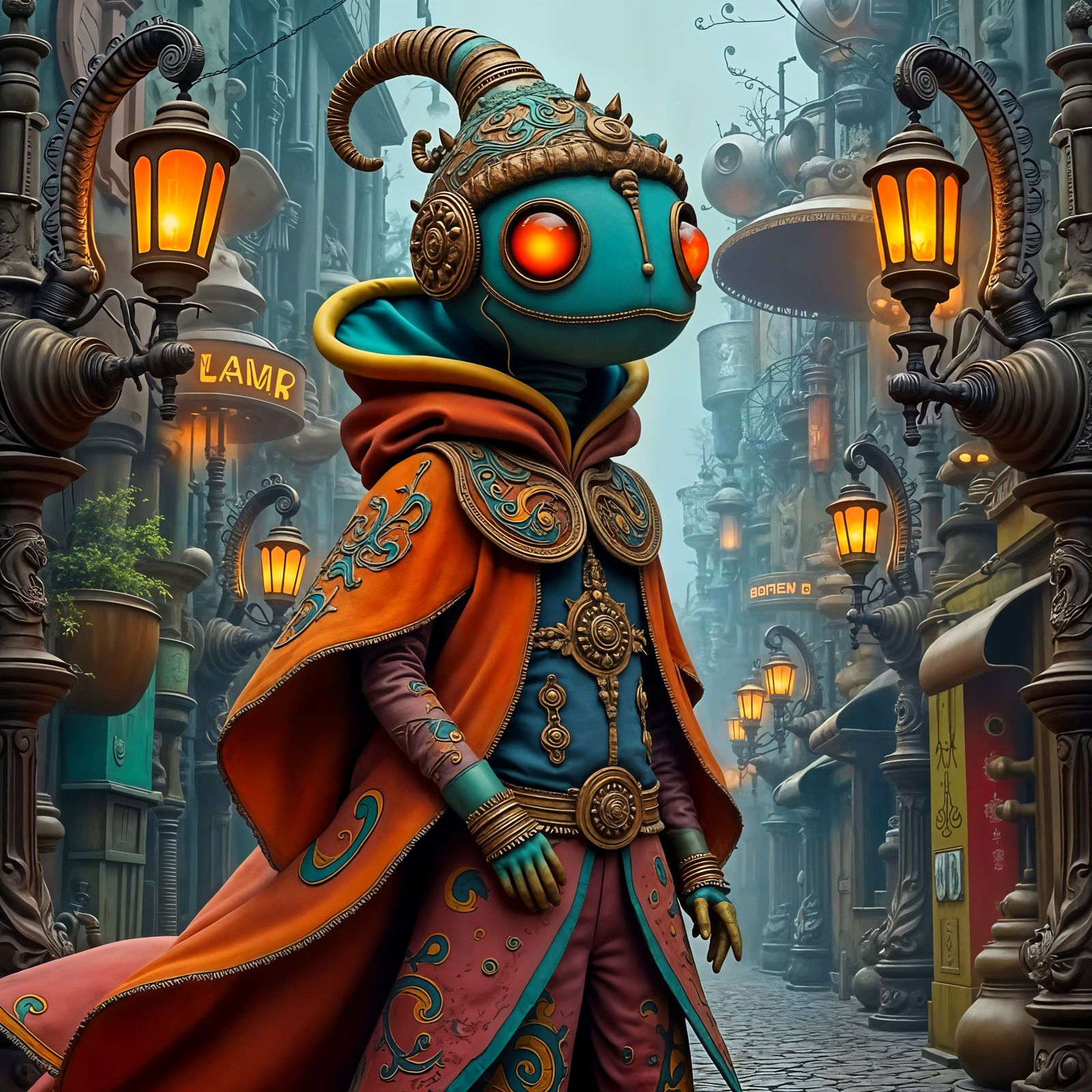 Alberto Grunklesteen strolls the cobblestone streets of Nardinio Prime.