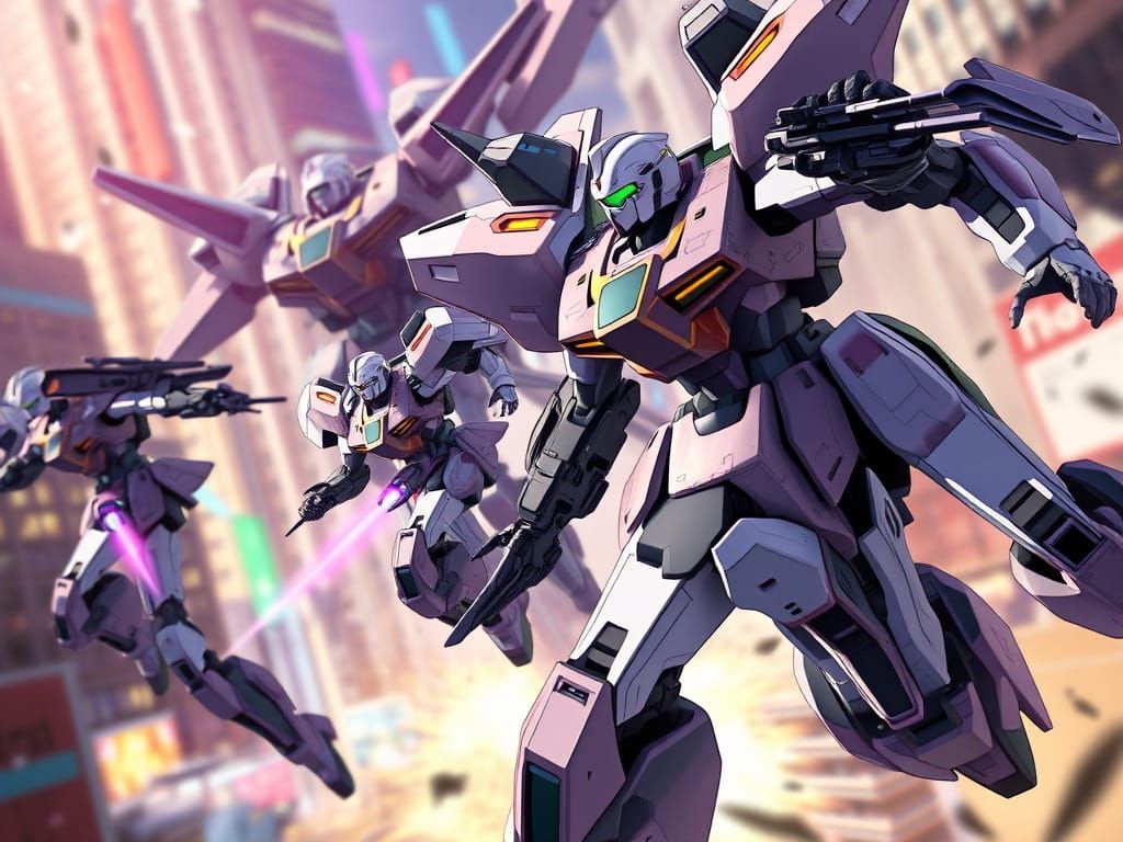Cyberpunk Mechs Engage in Epic City Battle