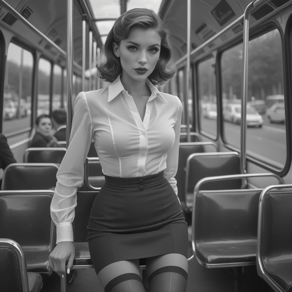 Glamorous French Woman on a Bus