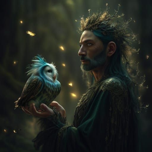 Majestic Owl on Ancient Branch in Enchanted Forest