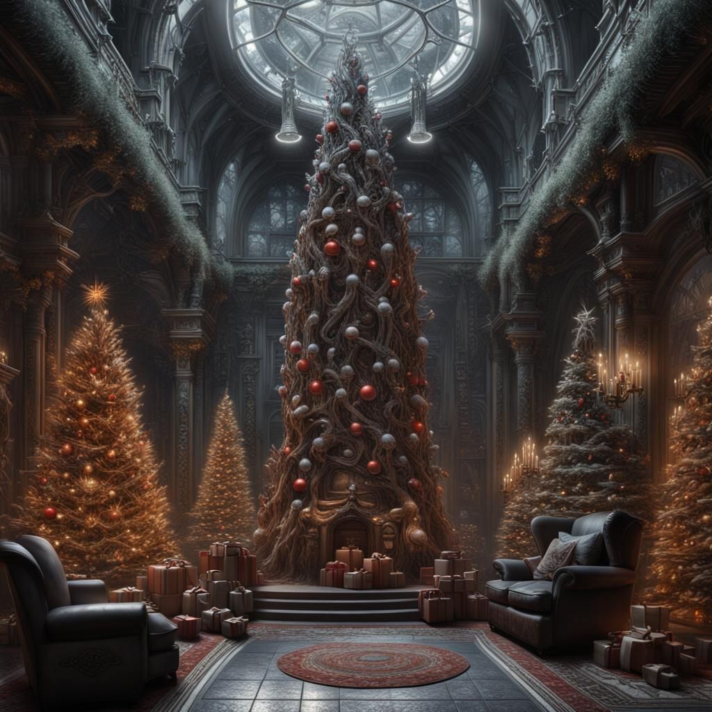 Christmas: Giger and Rockwell Inspired Art