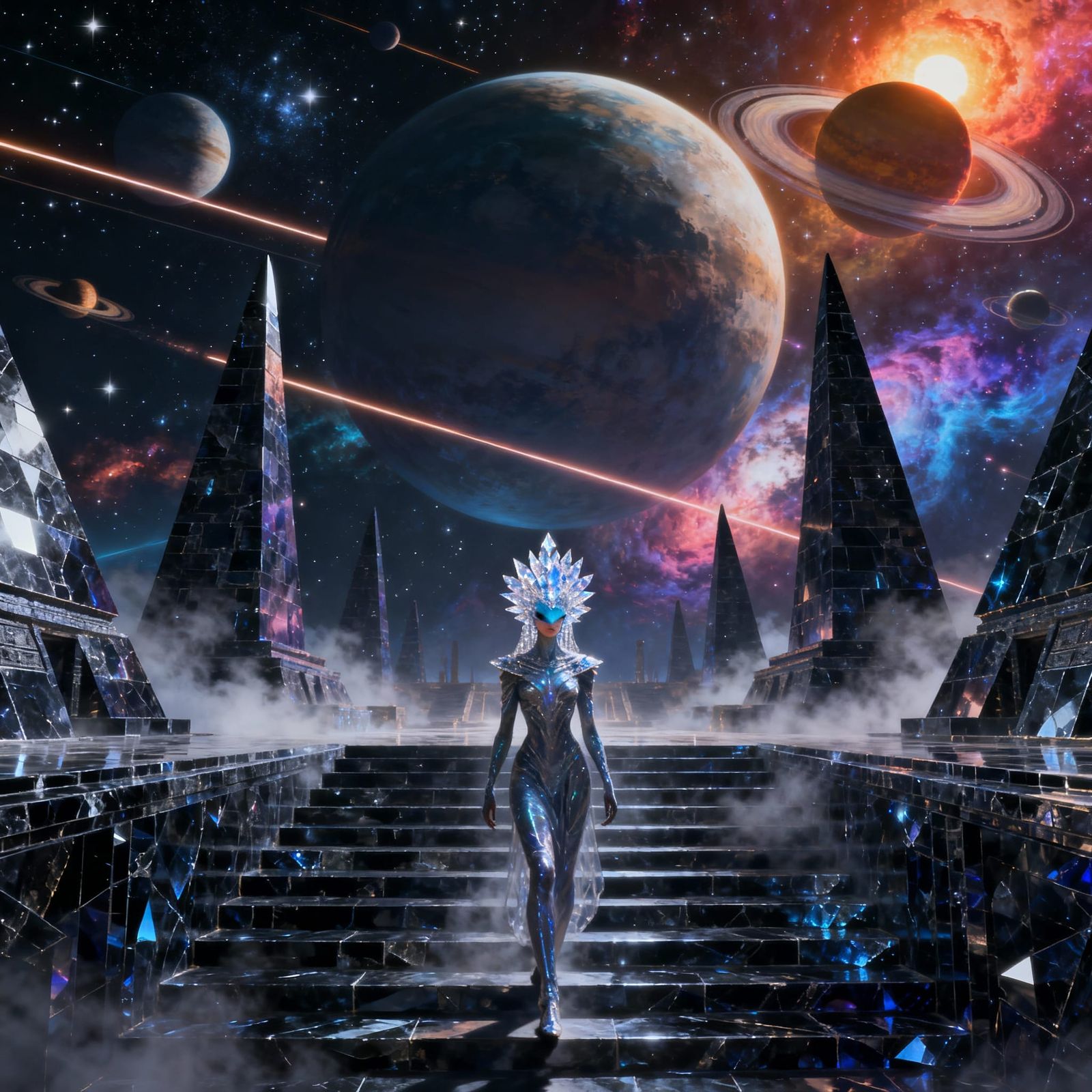 Ancient Cosmic Citadel With Alien Queen