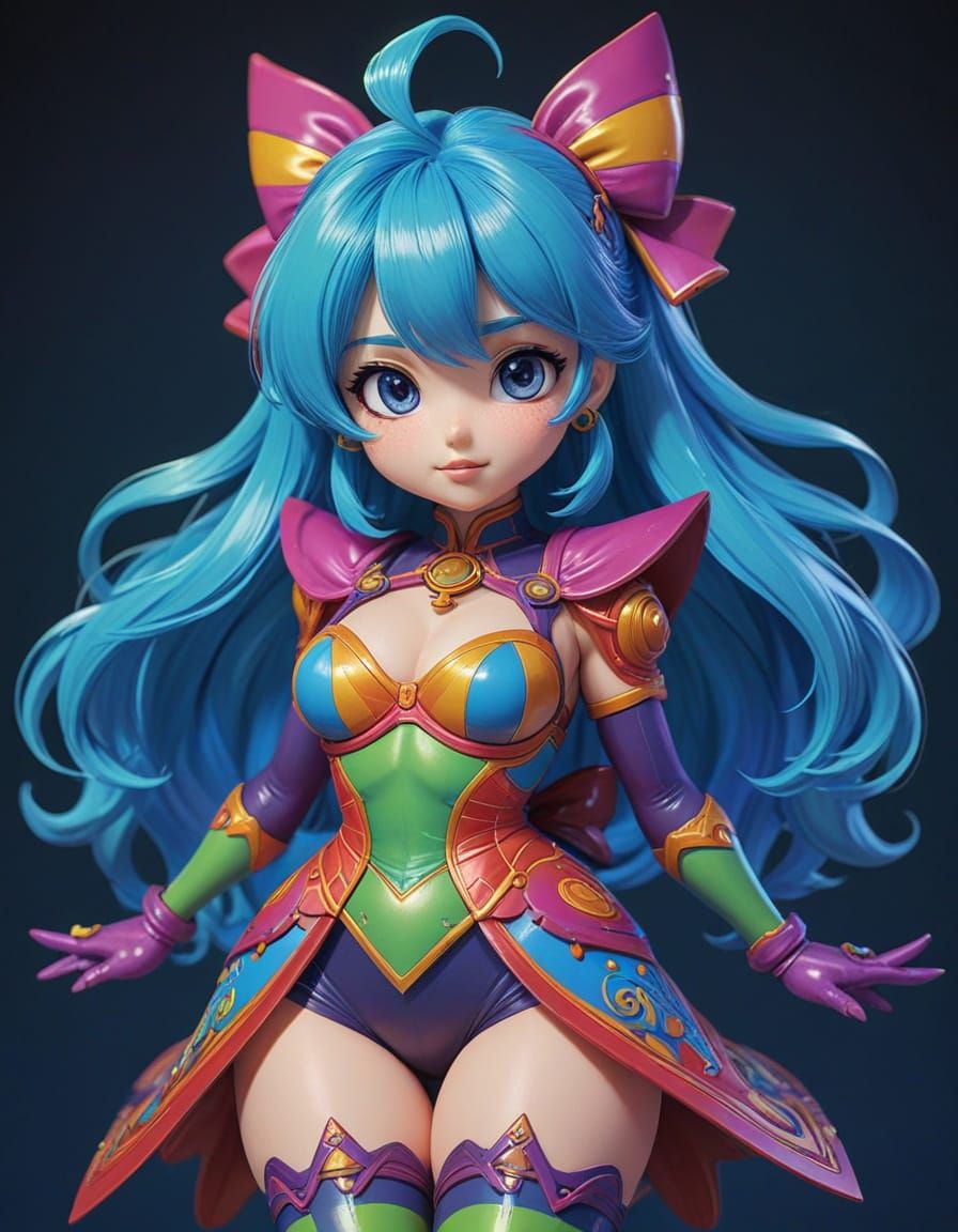 Photorealistic Chibi Magical Girl in Anime Style