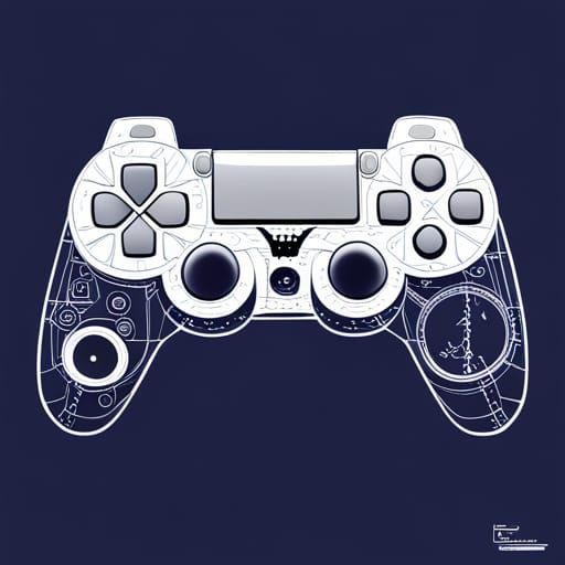 Detailed Blueprint Drawing of Playstation Controller