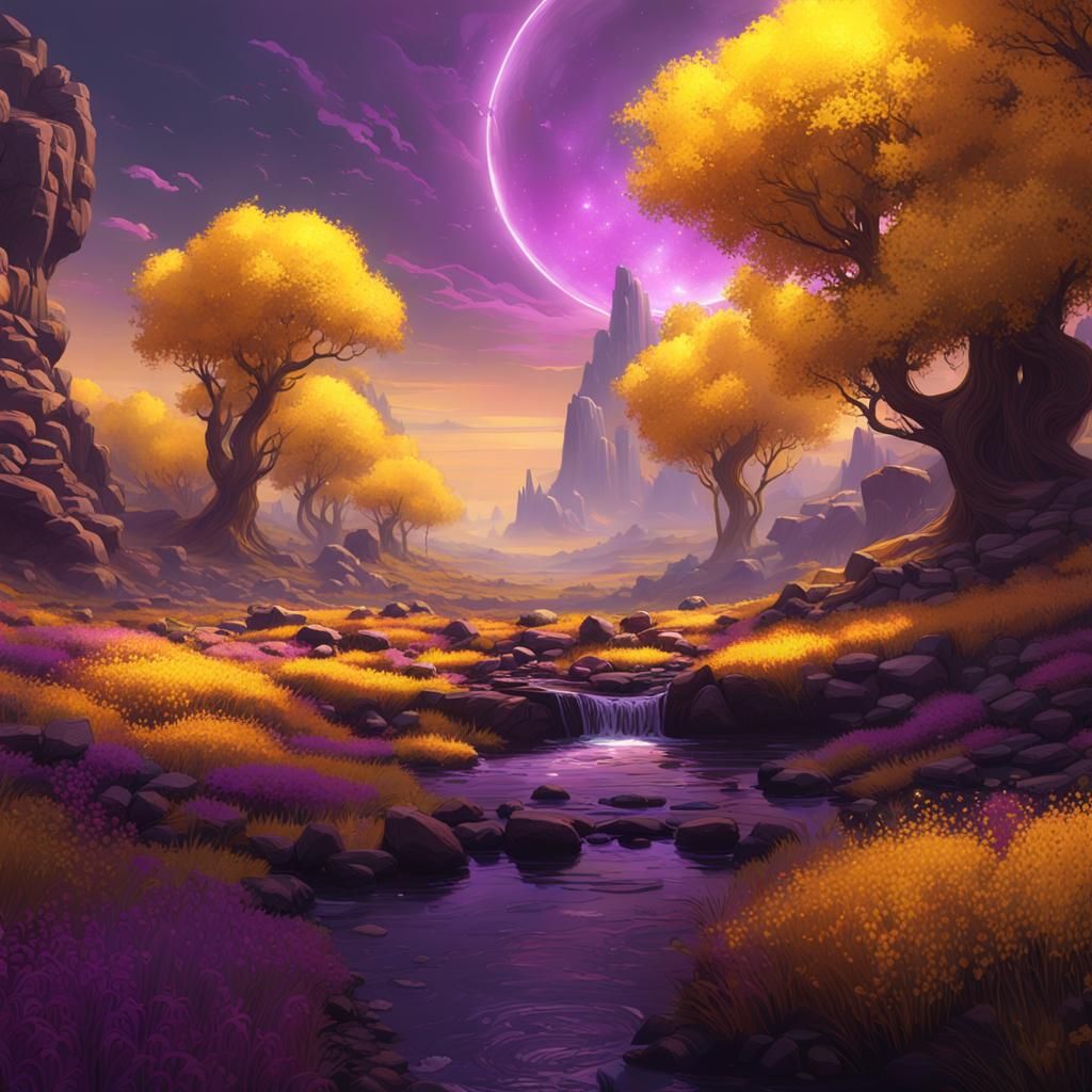 Yellow Landscape in Dark Fantasy Style