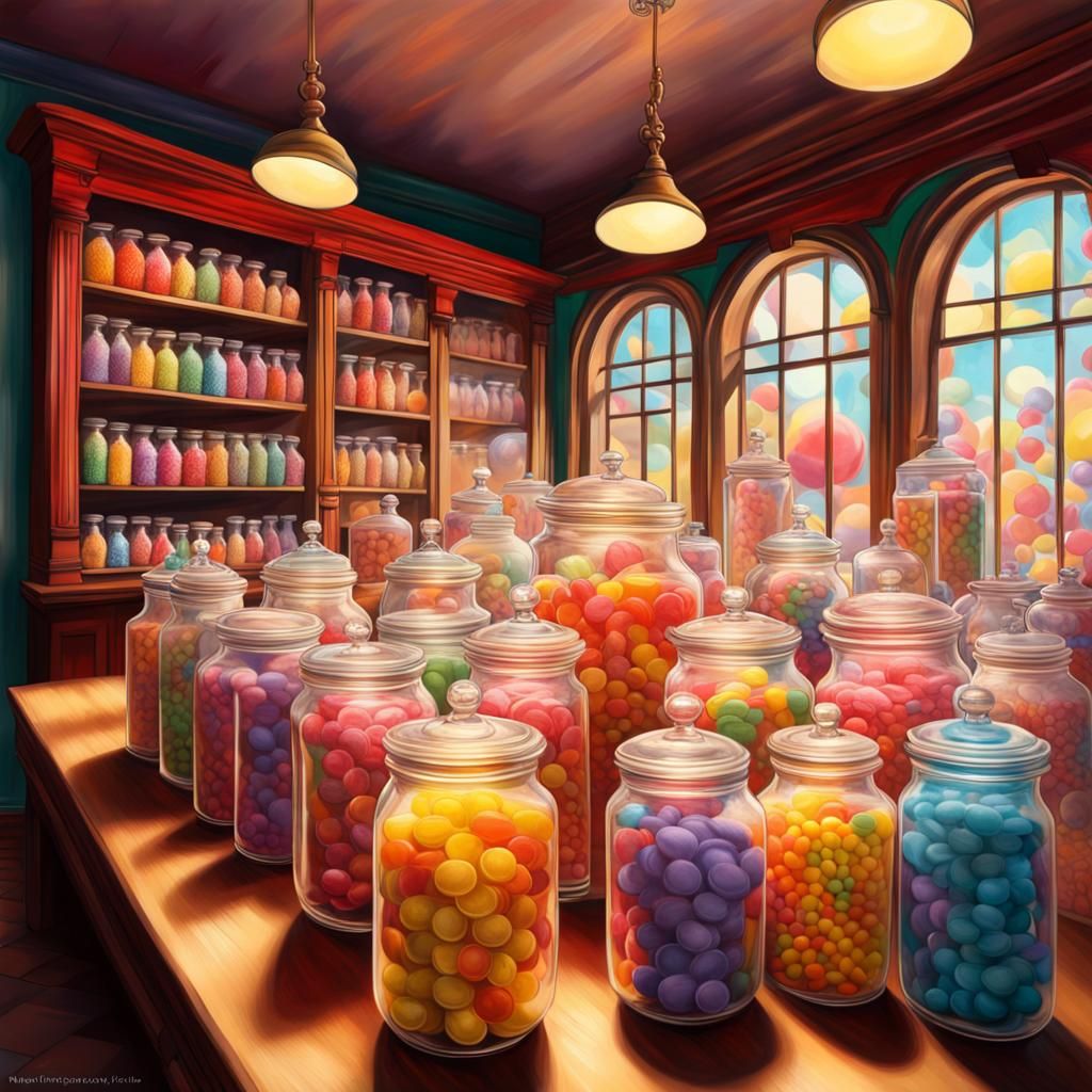 Colorful Candy Store Interior in Hyperrealistic Style