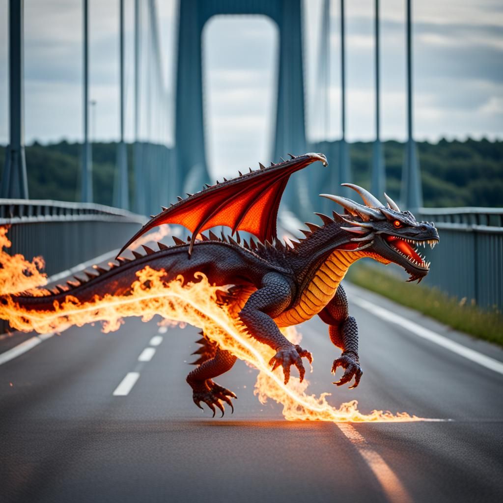Flaming Dragon Runs Across the Öresund Bridge