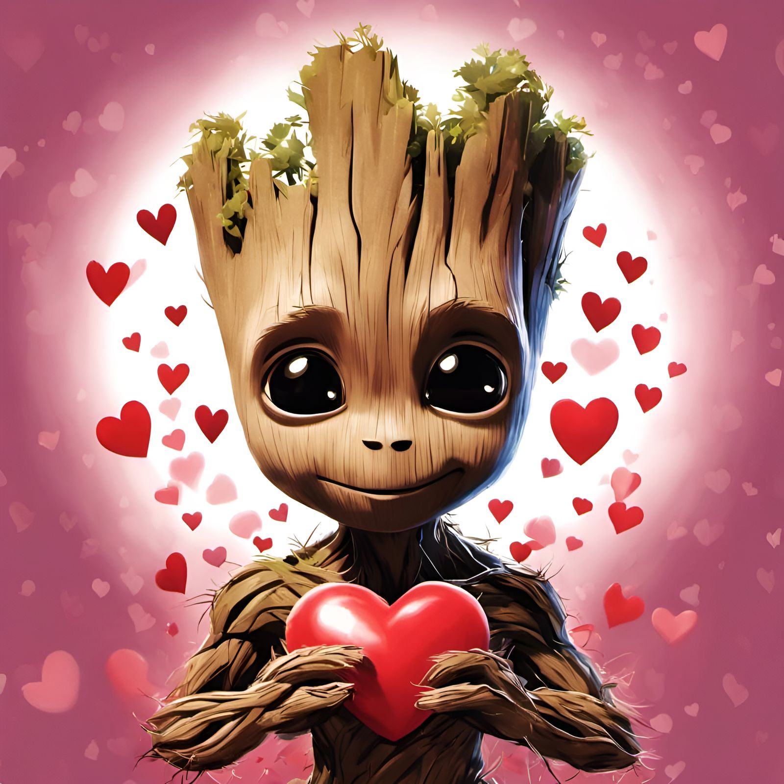 Adorable Groot Portrait in Digital Illustration Style