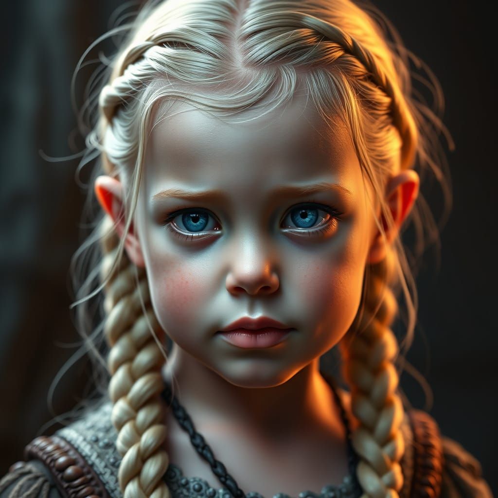 Viking Girl Portrait in Art Nouveau Style