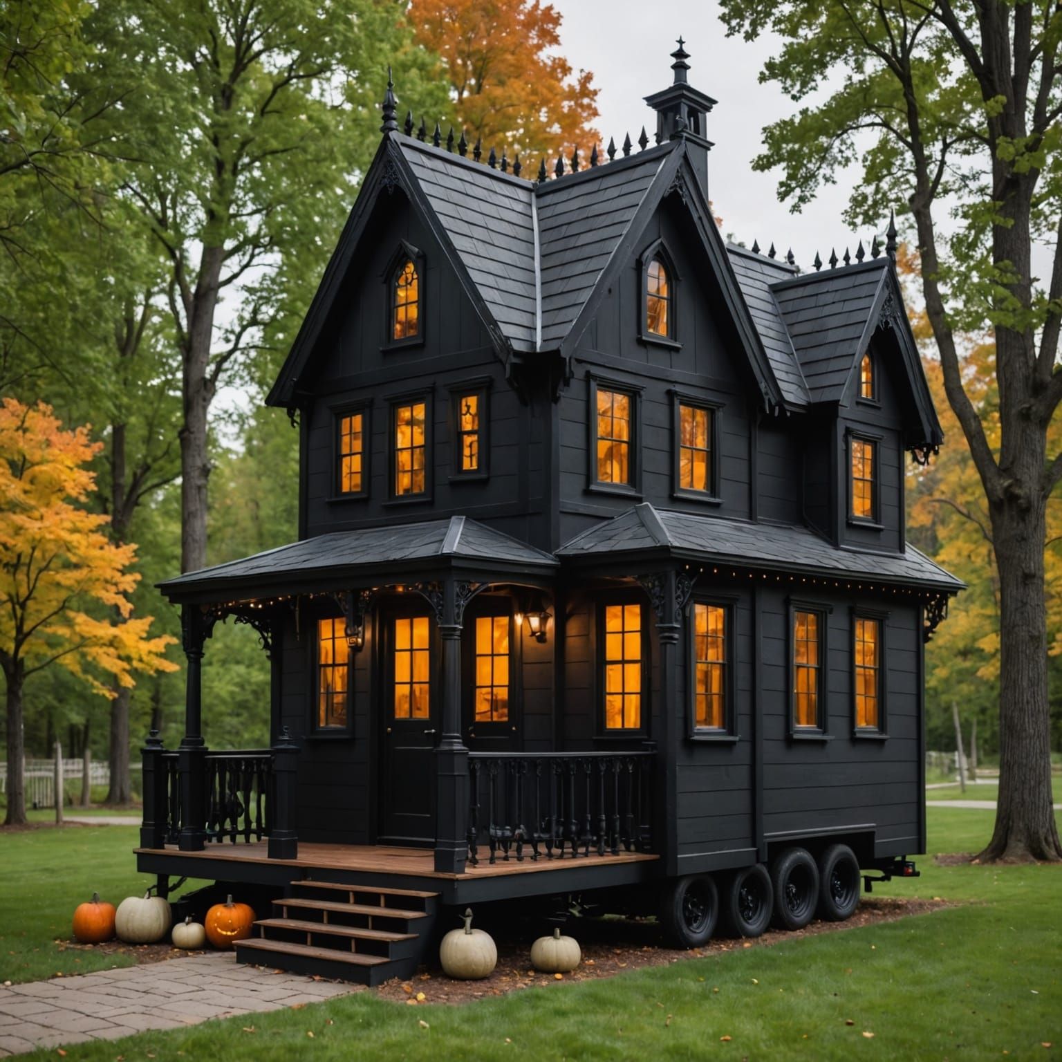 Gothic Halloween Tiny House with Loft Bedroom