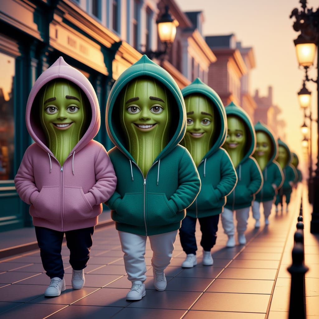 Pickle People Parade: Whimsical Digital Art