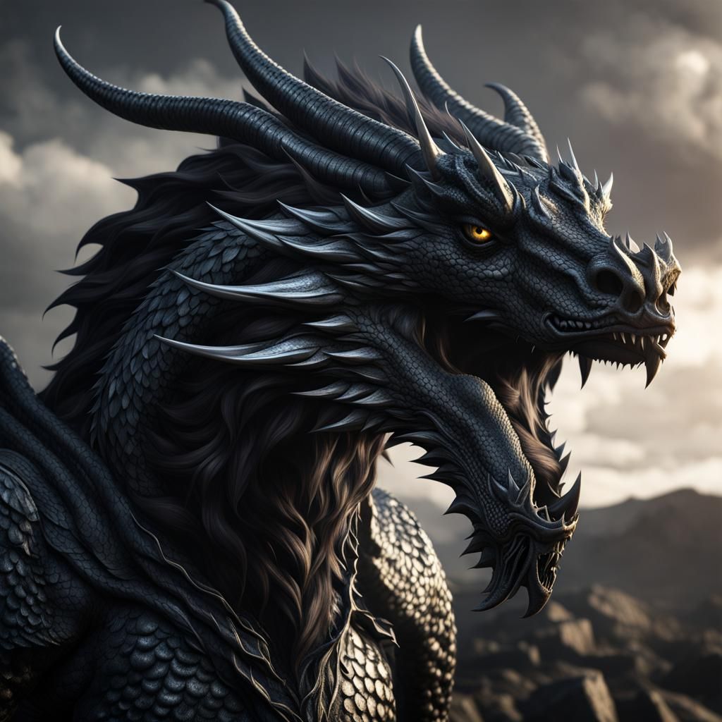 Gothic Dragon with Viking Braids in High Quality CGI