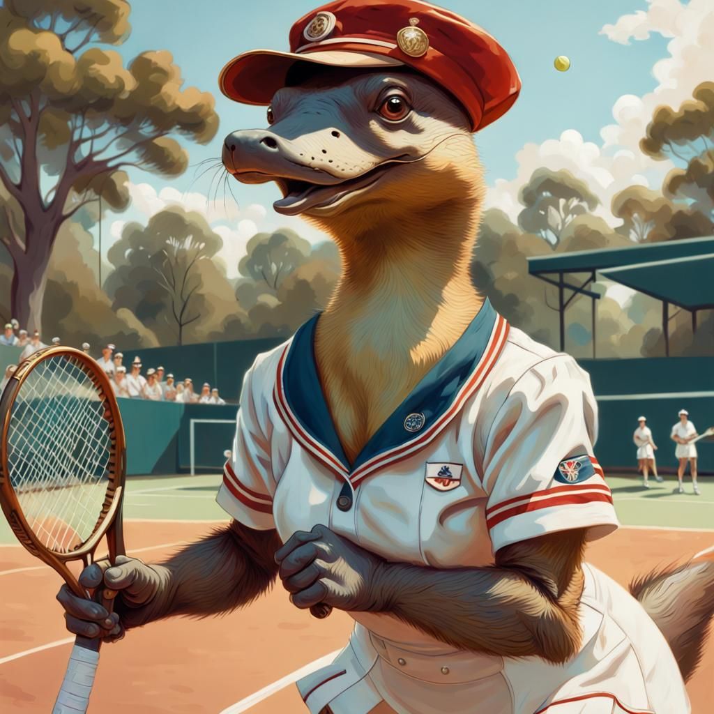 Platypus Tennis Tournament in Pin-Up Style