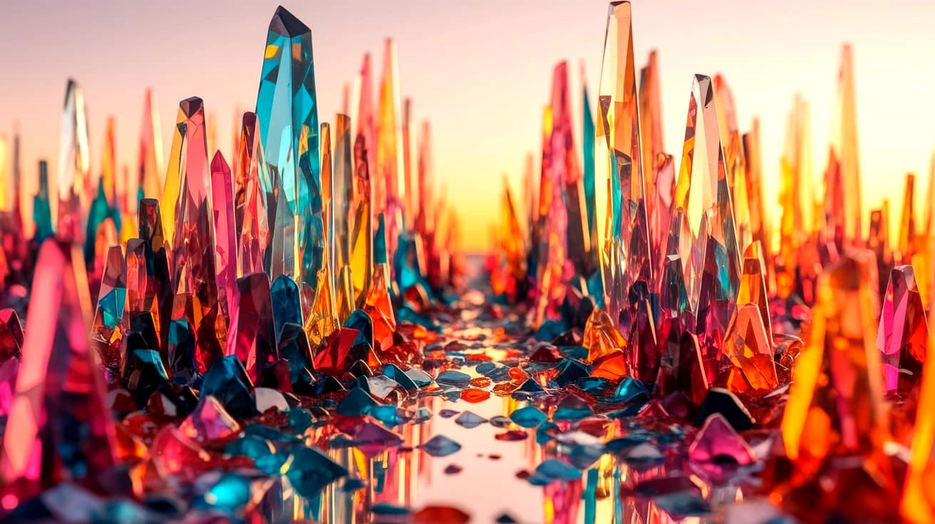 Surreal Sea Glass Cityscape: Abstract Urban Fantasy
