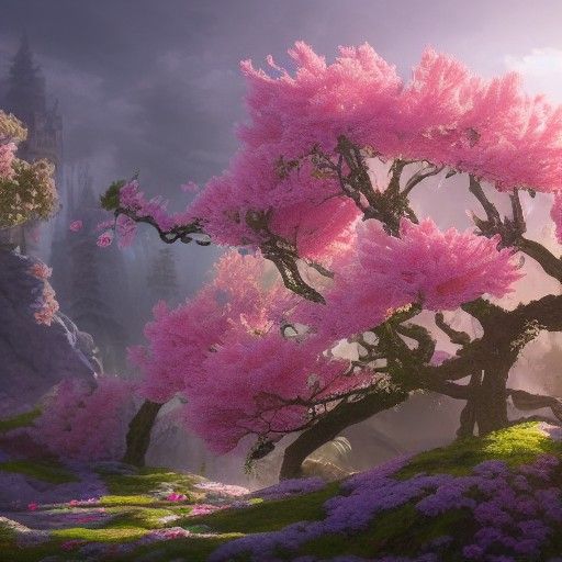 Detailed Matte Painting of a Blooming Blossom