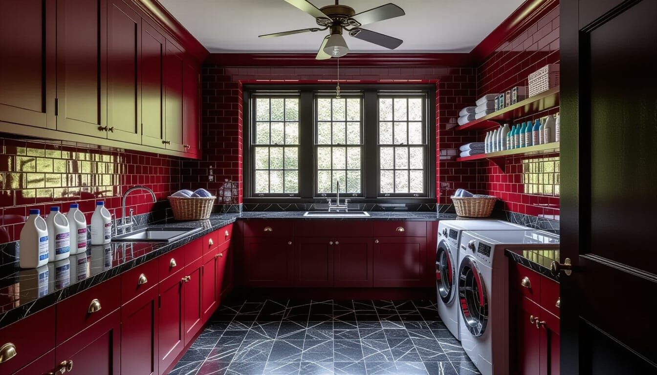 Victorian Laundry Room with Glass Walls and Soft Light