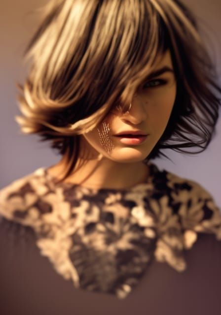 Wolf Cut Hairstyle in Hyperrealistic HDR Detail