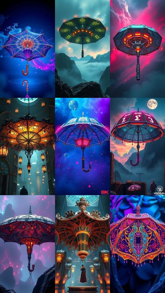 Epic Futuristic Umbrella in a Fantastical World