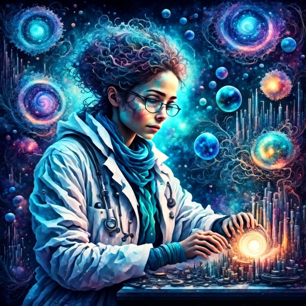 Cyberpunk Scientist in High-Tech Lab