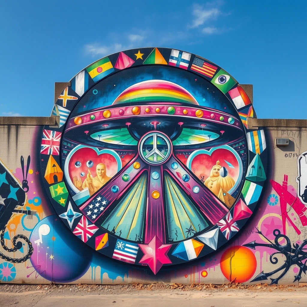 Epic Graffiti Art: UFO Peace Symbol