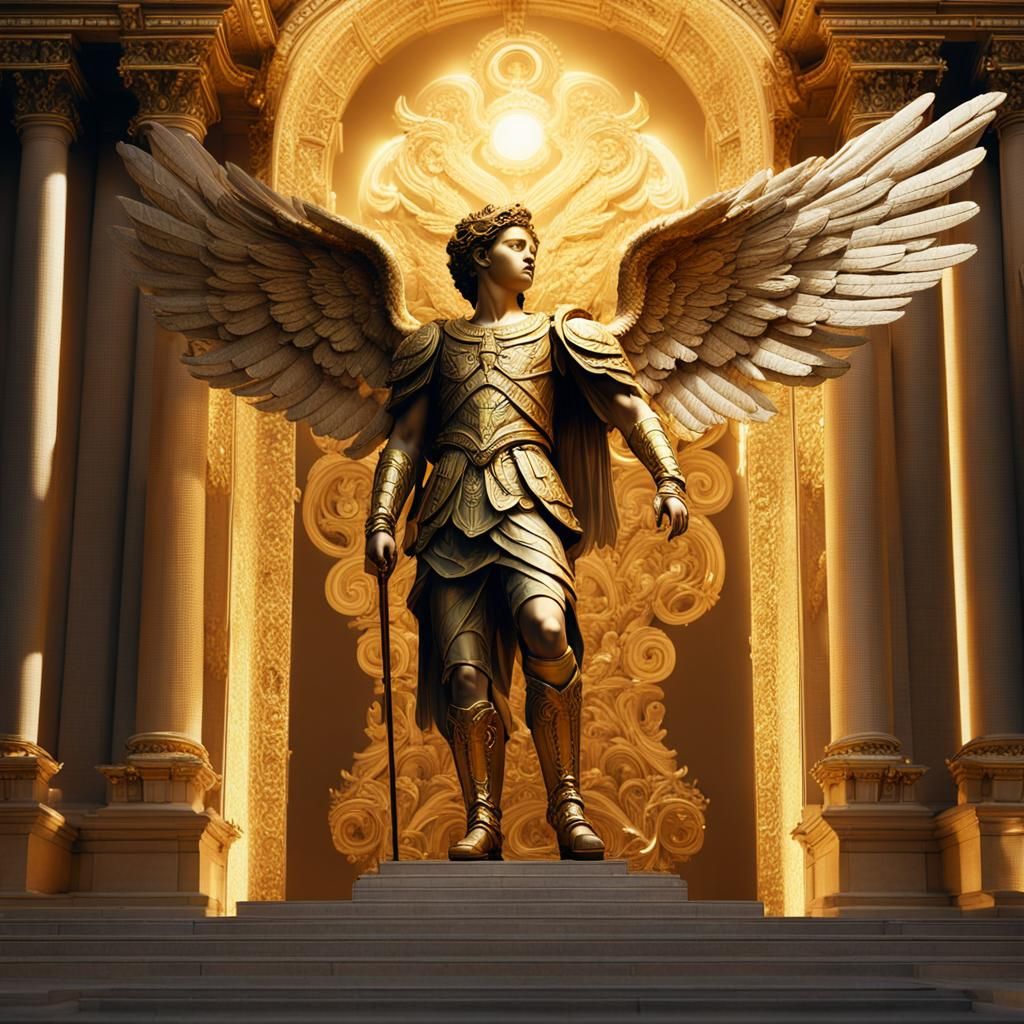 Baroque Biblical Cherubim Guarding Temple Entrance