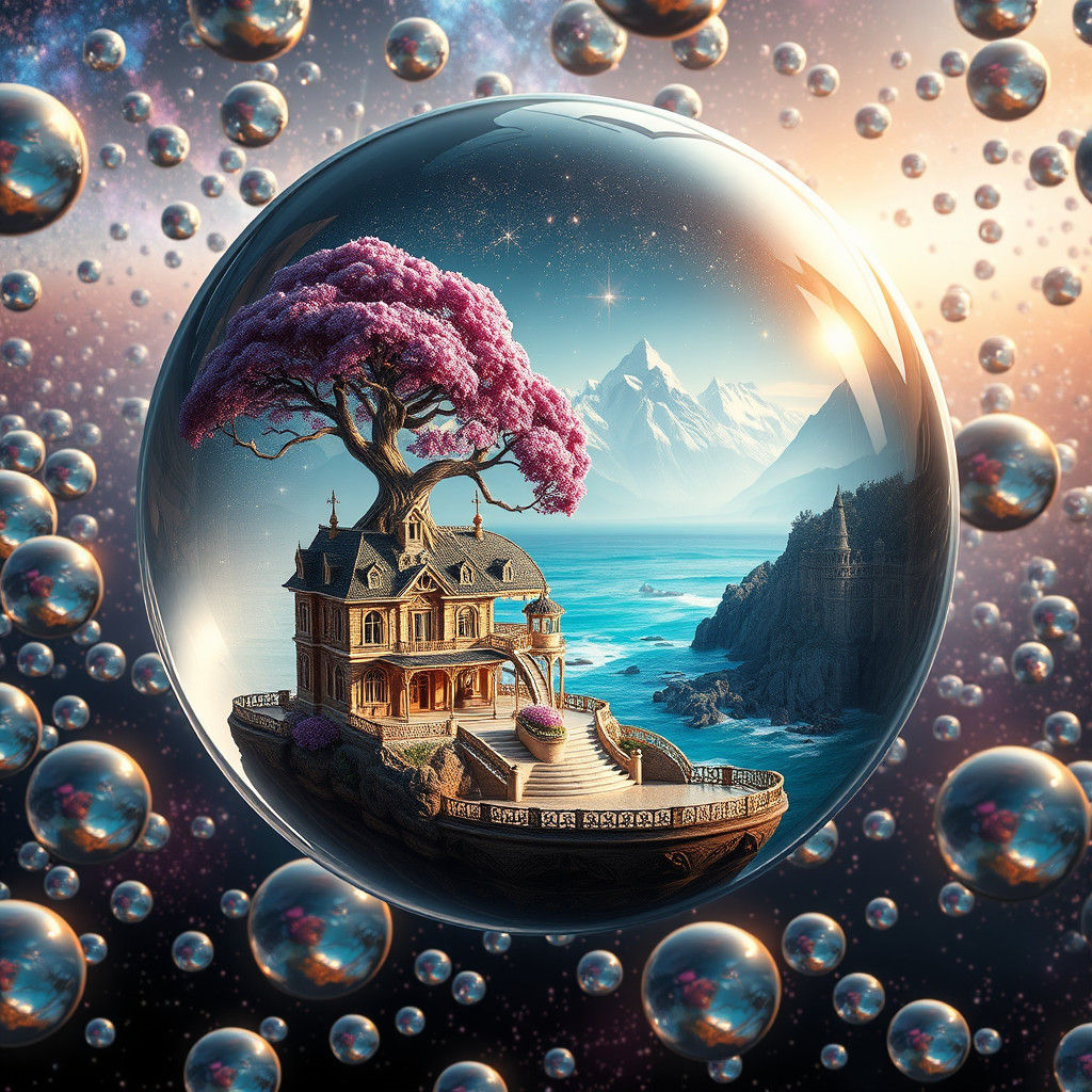 Crystal Ball Galaxy with Miniature Worlds