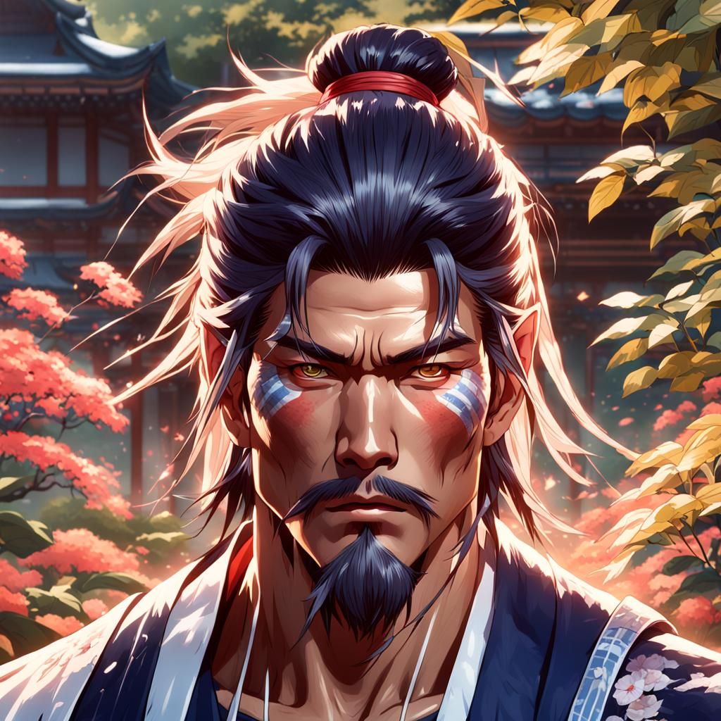 Handsome Japanese Man Portrait in Garden Setting