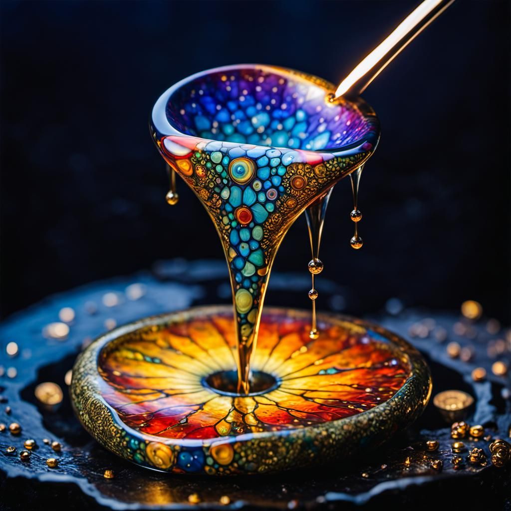 Surreal Lemon Slice in Liquid Acrylic Style