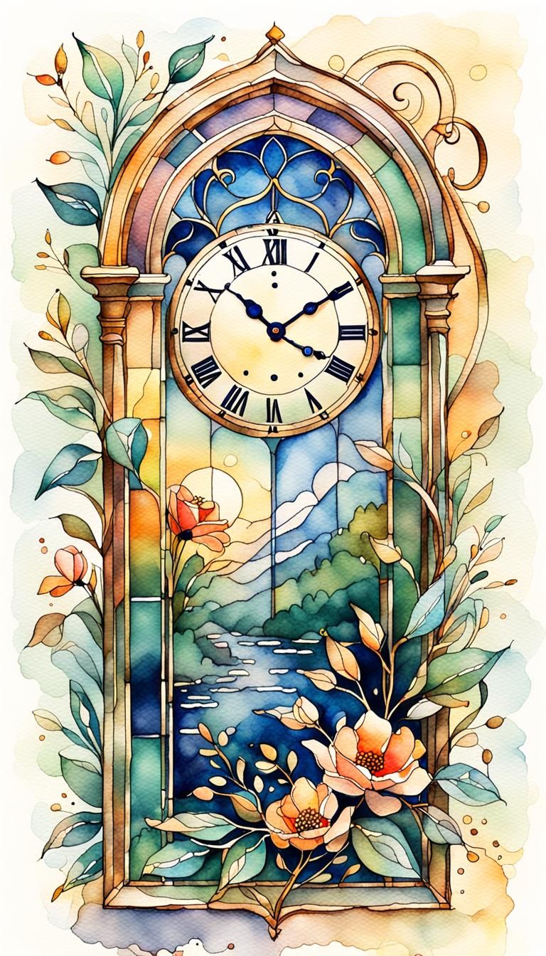 Floral Stained Glass Bookmark in Watercolor Style