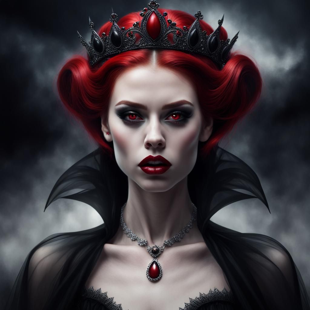 Surreal Vampire Queen in Black Mist