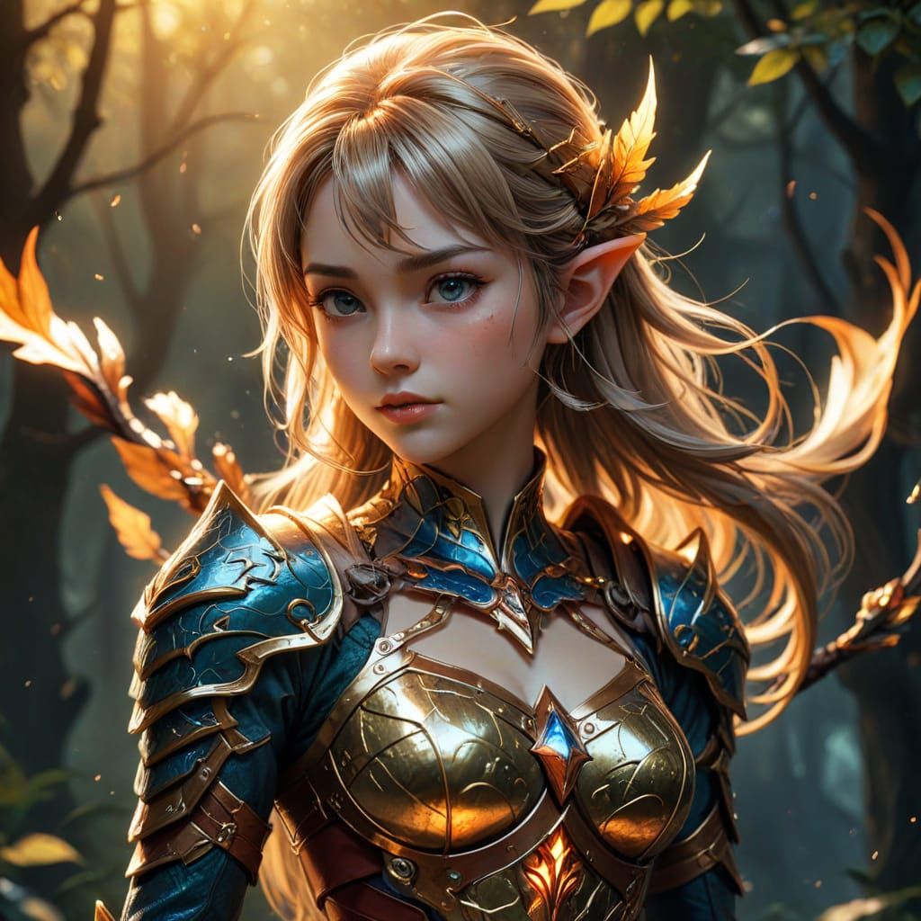 Ethereal Elven Warrior in Fantasy Armor