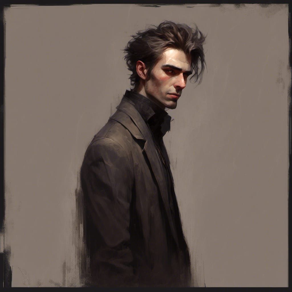 Smug Young Man in Macabre Anime Style