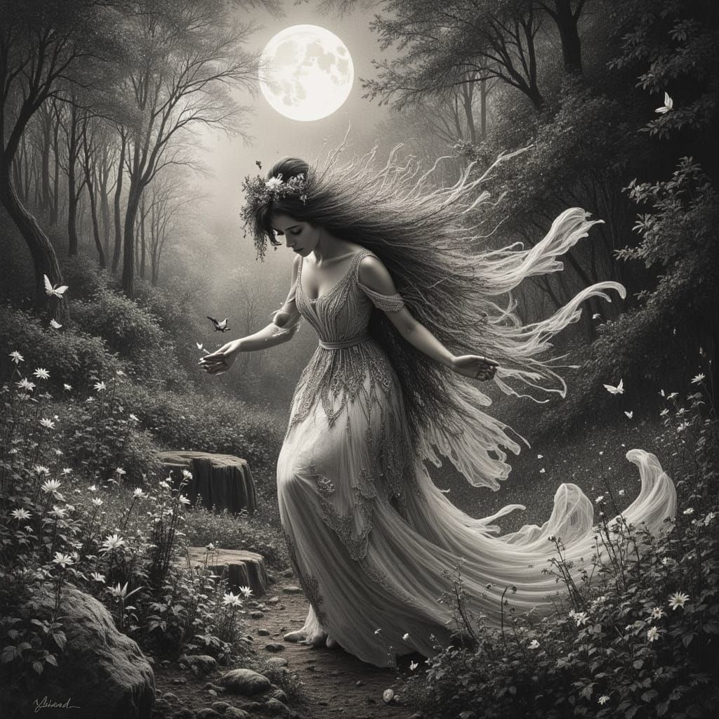 Ethereal Victorian Nymph in Whimsical Autumnal Dreamscape