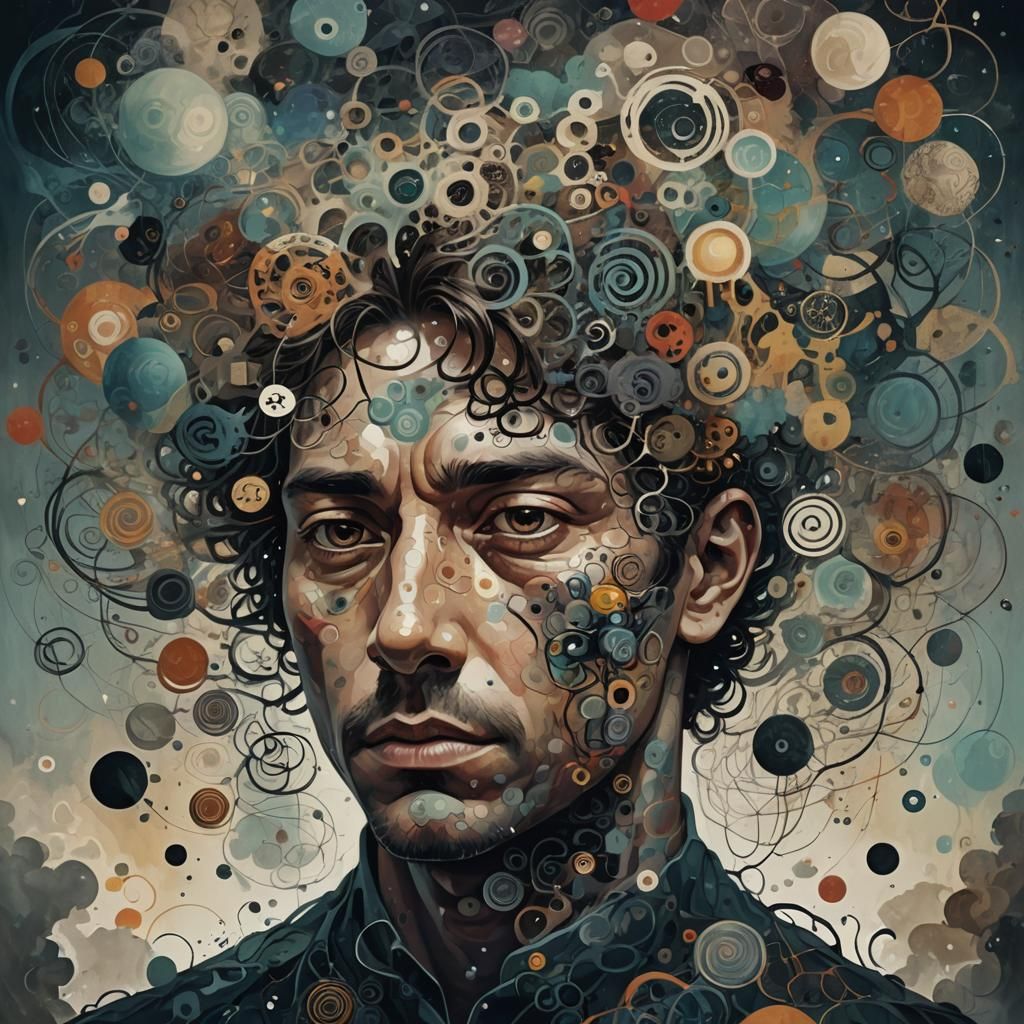Surreal Portrait of Overthinking in Dark Fantasy Style