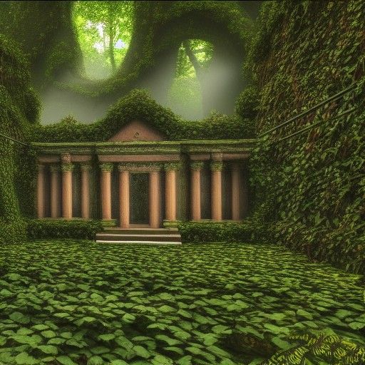 Overgrown Temple Ruins in High Resolution